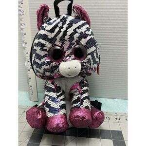 2019 TY Flippables Sequins 13"H ZOEY the Zebra Fashion Gear Backpack MWMTs